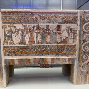The Hagia Triada Sarcophagus, painted with scenes of funerary ritual.